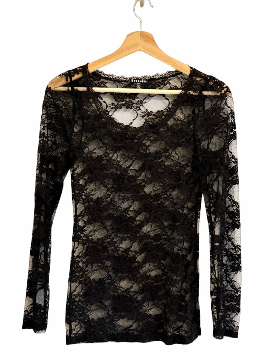 Bozzolo Womens Whimsigoth Black Sheer Lace Top Sz S Dark Coquette Romantic Goth